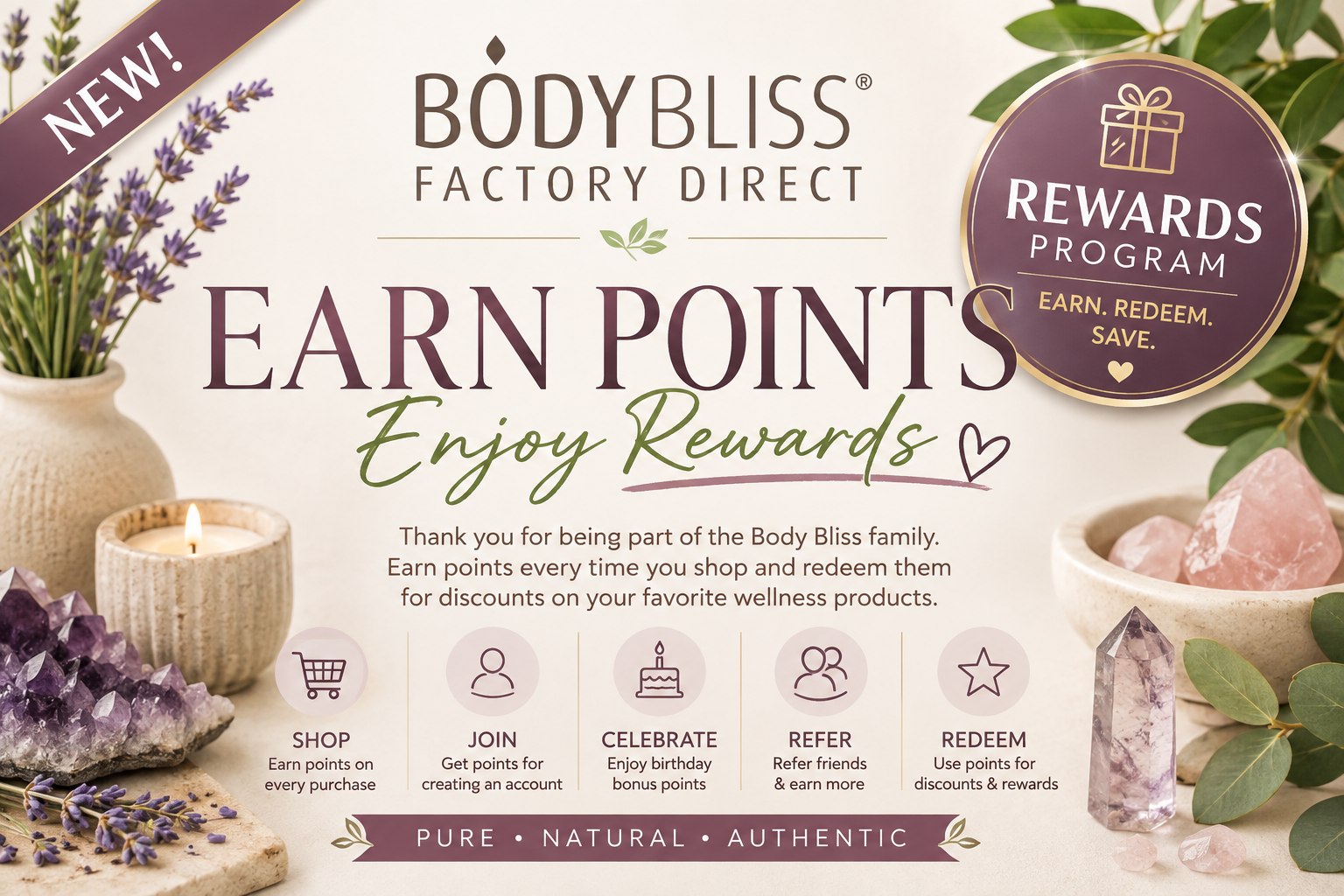 Body Bliss Factory Direct Rewards Program – Earn Points and Redeem Rewards on Every Purchase